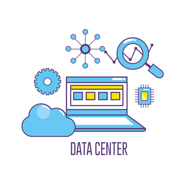laptop technology with data center system vector illustration - Vector, Image