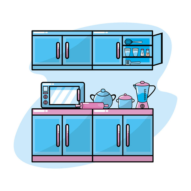 utensílios de cozinha elemento objeto tradicional ilustração vetorial
 - Vetor, Imagem