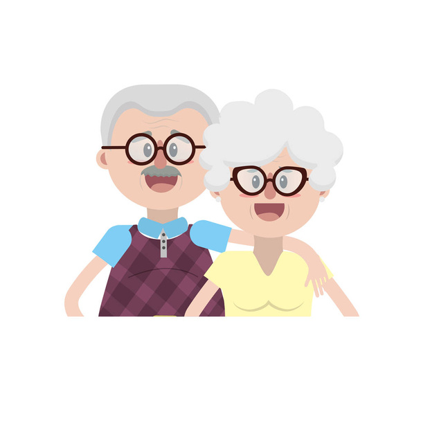 old couple with hairstyle and glasses vector illustration - Vector, Image