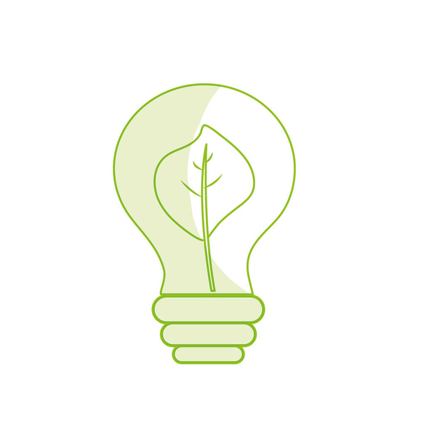 silhouette energy bulb with leaf inside to environment care vector illustration - Vektori, kuva
