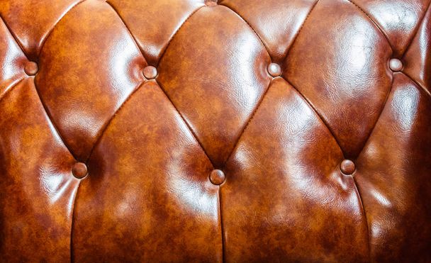 klassisches Leder Sofa braunes Leder Textur Retro der Nahaufnahme - Foto, Bild