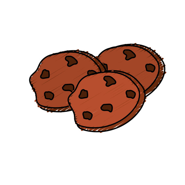 tasty chocolate cookies and snack food vector illustration - Vector, Image