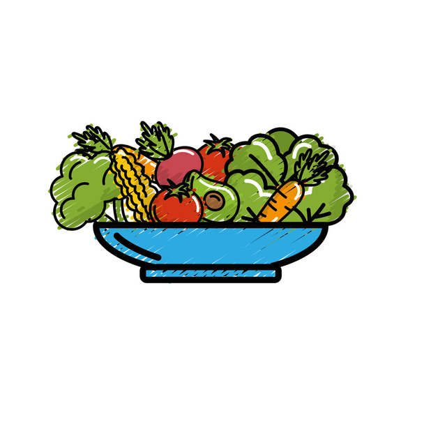вкусная органная пища внутри векторной иллюстрации тарелок
 - Вектор,изображение