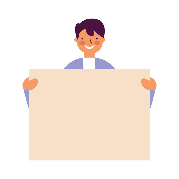 man portrait with blank banner - Vector, Image