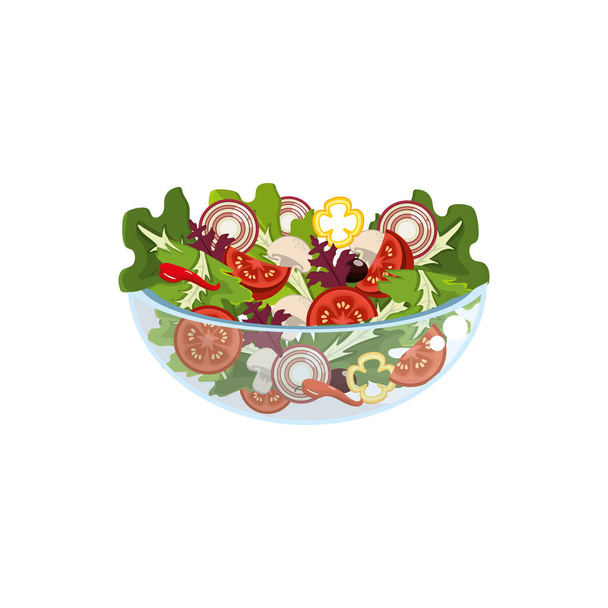 delicious fresh organ salad in the bowl, vector illustration - Vector, Image