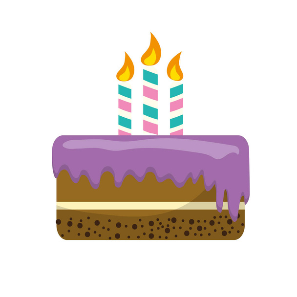 delicious pastel with candles to happy birthday, vector illustration - Vector, Image