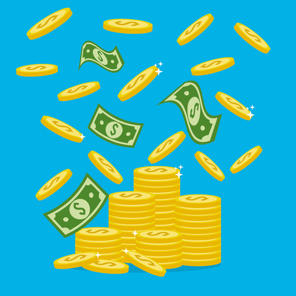 πράσινο ΓΡΑΜΜΑΤΙΑ και κερματα χρήματα, σχεδιασμό εικονογράφηση διάνυσμα - Διάνυσμα, εικόνα