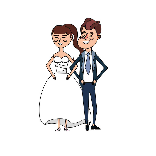 счастливая пара вместе и романтическая векторная иллюстрация празднования
 - Вектор,изображение