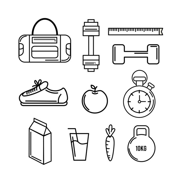 healthy lifestyle tools icons to practice exercise, vector illustration - Διάνυσμα, εικόνα
