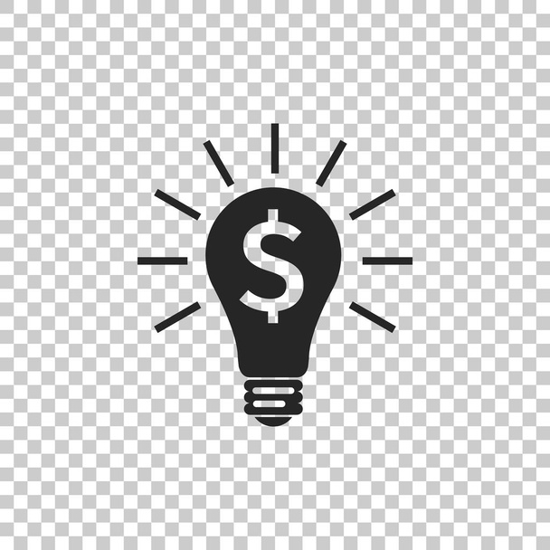 Lâmpada com símbolo de dólar ícone conceito de negócio isolado em fundo transparente. Dinheiro a fazer ideias. Design plano. Ilustração vetorial
 - Vetor, Imagem