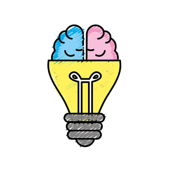 Glühbirne mit Gehirn zur kreativen Ideenvektorillustration - Vektor, Bild