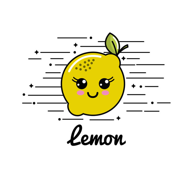 embleem kawaii gelukkig citroen pictogram, vector illustratie design - Vector, afbeelding