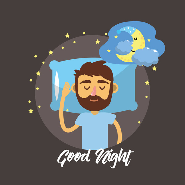 uomo dormire e prendere buona notte vettoriale illustrazione
 - Vettoriali, immagini
