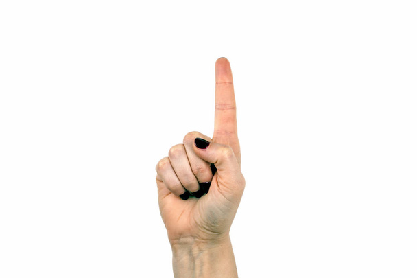 один палець на білому тлі
 - Фото, зображення