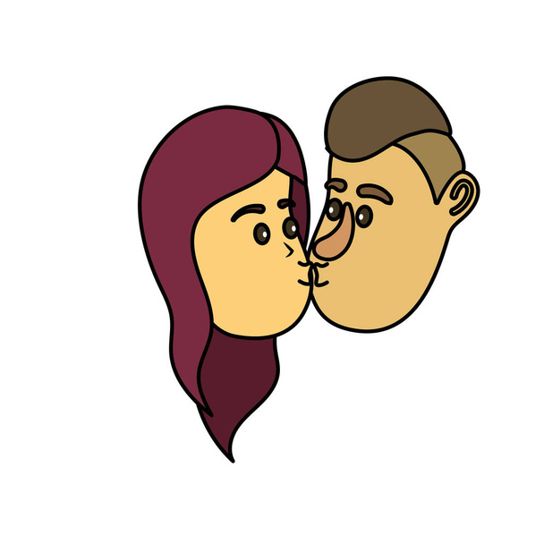 avatar çift yüz saç modeli tasarım vektör çizim ile öpüşme - Vektör, Görsel