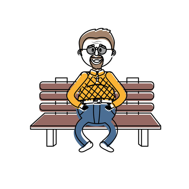 hombre viejo en la silla con ilustración vector de peinado
 - Vector, Imagen