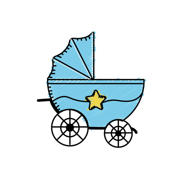 baba strolle használt közlekedési vektoros illusztráció - Vektor, kép