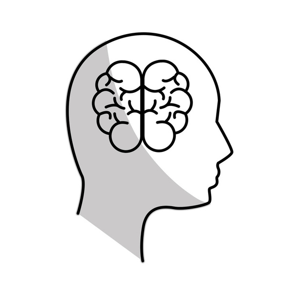 Figur psychische Gesundheit Person mit Gehirn, Vektorillustration - Vektor, Bild