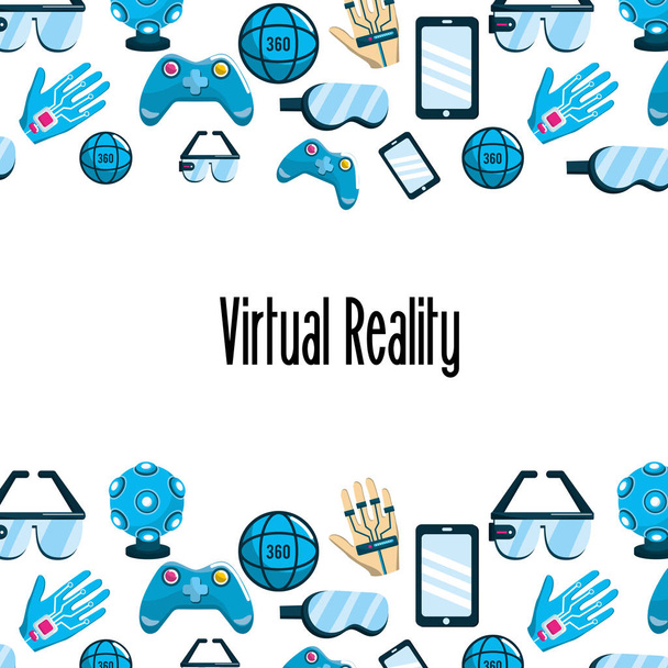 virtual reality elements technology background, vector illustration - Vector, Image