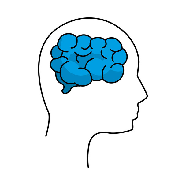 ψυχική υγεία σιλουέτα άτομο με τον εγκέφαλο, εικονογράφηση διάνυσμα - Διάνυσμα, εικόνα