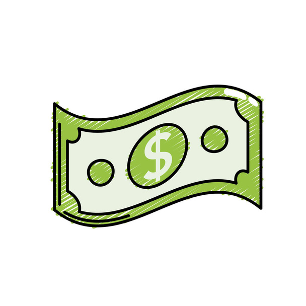 dollár számlát készpénz pénz ikon vektoros illusztráció - Vektor, kép