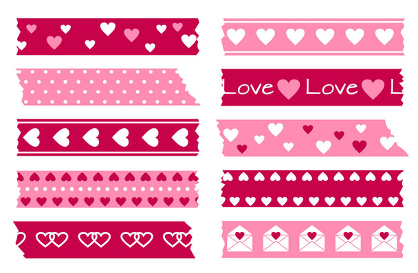 Adhesive types with hearts. Valentines, wedding - Vector, Image