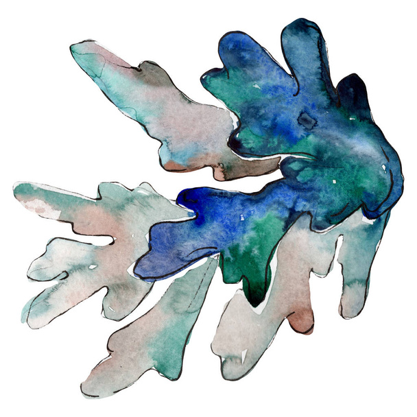 Bleu vert aquatique sous-marin nature récif corallien. Ensemble de fond aquarelle. Elément isolé d'illustration corail
. - Photo, image