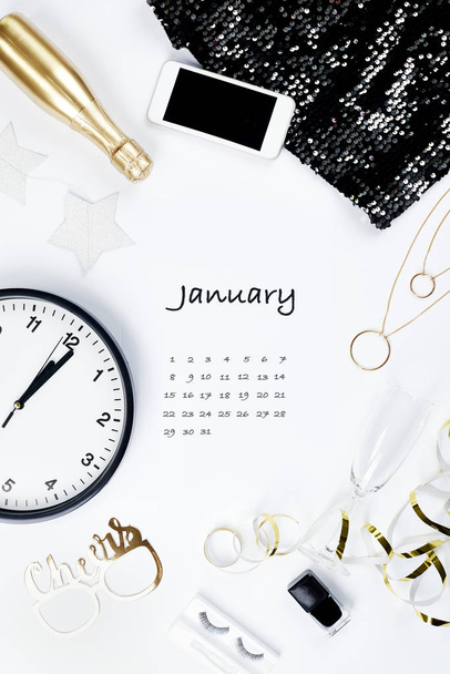 Calendar for January 2019 with white background - Photo, Image