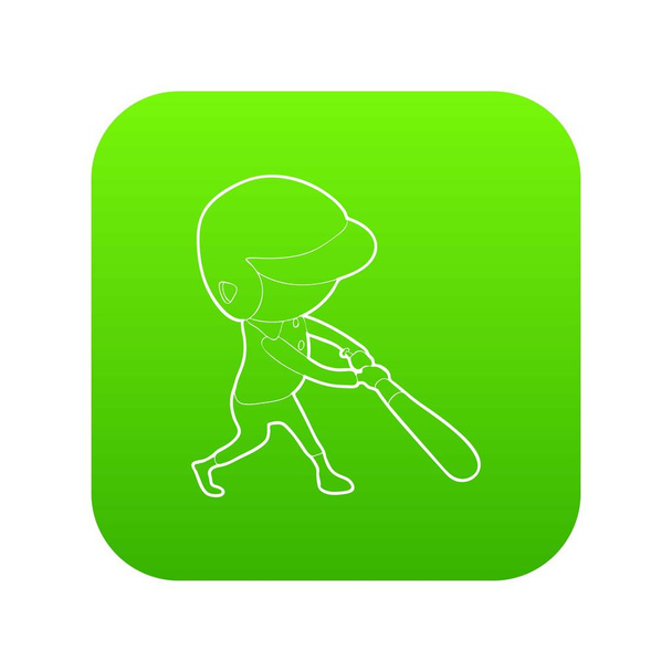 Baseball player icon green vector - Διάνυσμα, εικόνα