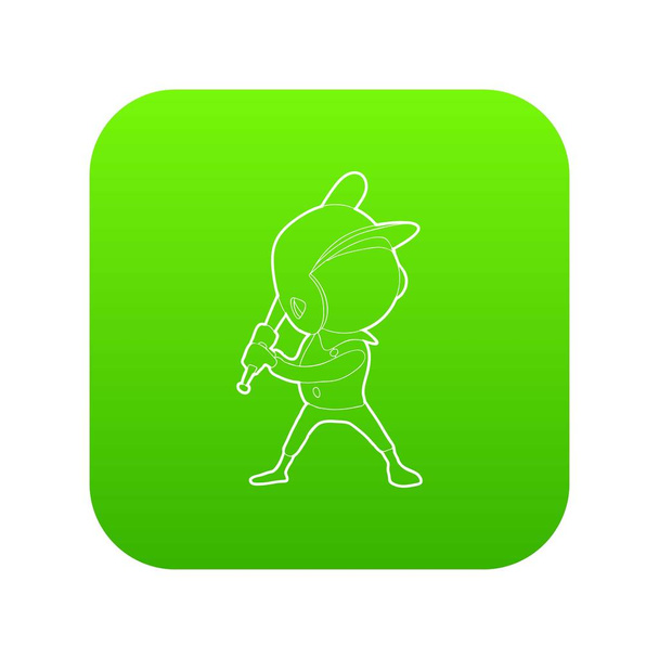 Waving player icon green vector - Vector, Imagen