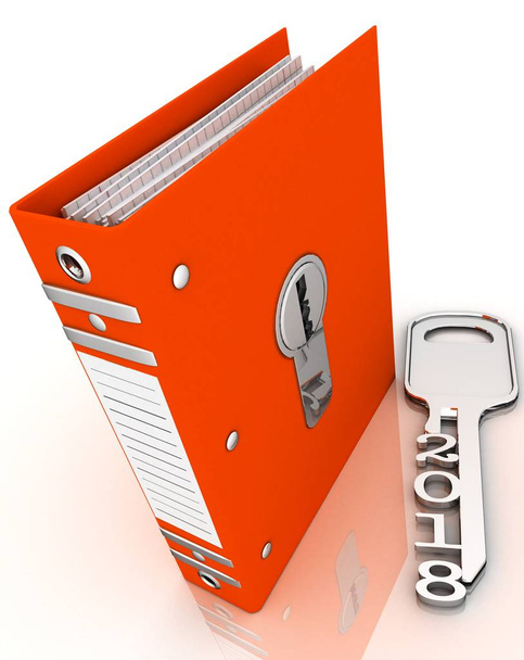 kağıtları ve lock.3d illüstrasyon için klasör - Fotoğraf, Görsel