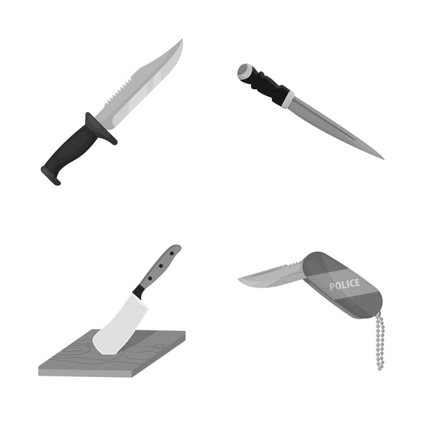 Vector design of knife and cut sign. Set of knife and flat stock vector illustration. - Vecteur, image
