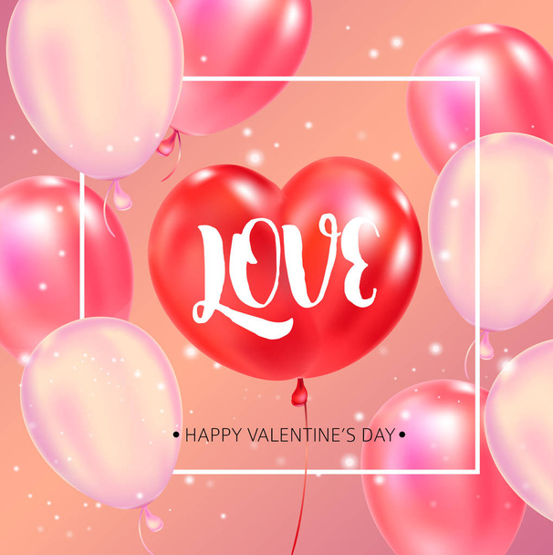 Happy Valentines Day typography poster with handwritten calligraphy text. - Vector, Image