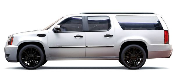 Big white premium SUV on a white background. 3d rendering - Photo, Image