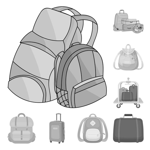 Vector design of  and backpack icon. Set of  and pack stock symbol for web. - Vettoriali, immagini