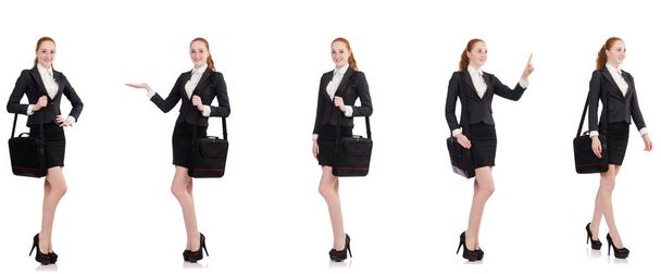 Mujer de negocios con bolso aislado en blanco
 - Foto, imagen