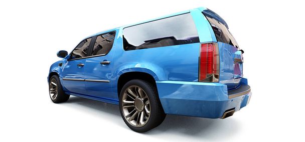 Big blue premium SUV on a white background. 3d rendering - Photo, Image