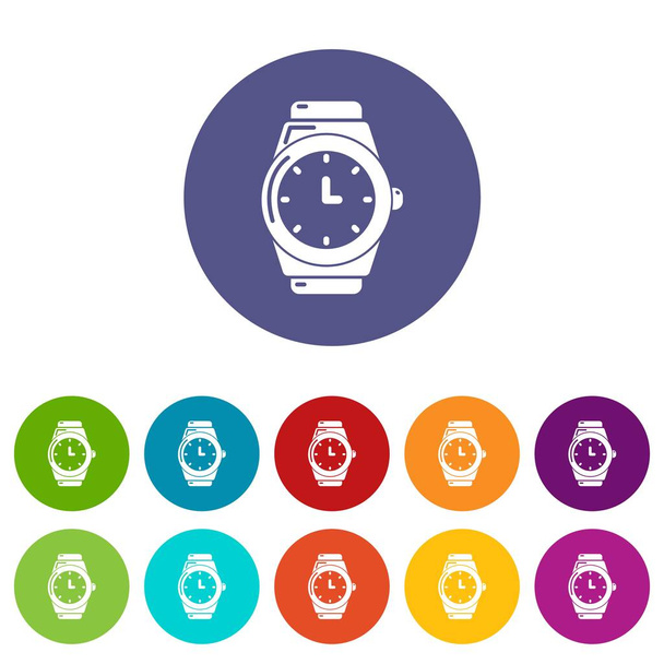 Wristwatch icons set vector color - Вектор,изображение