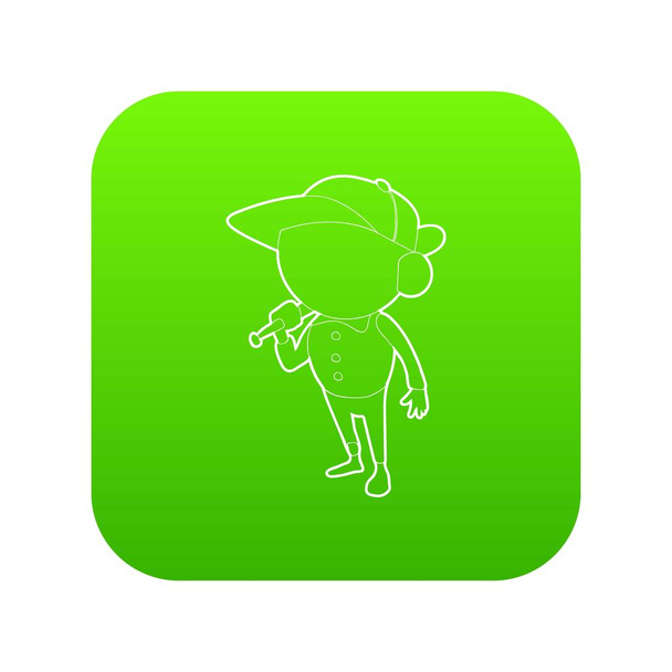 Standing player icon green vector - Vector, Imagen