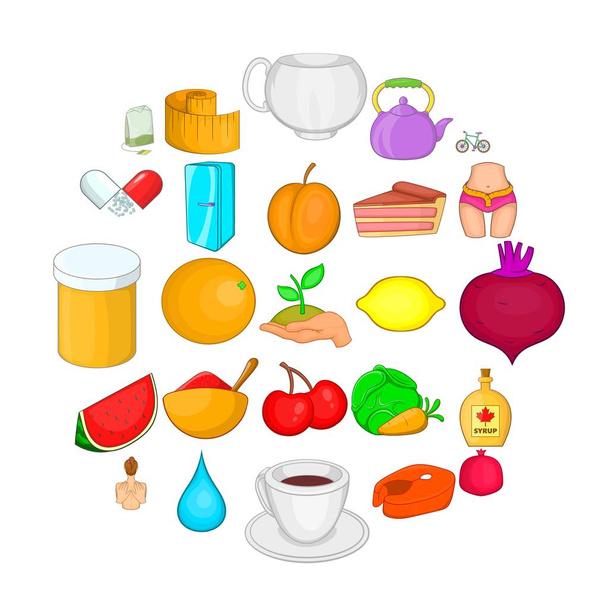 Conjunto de ícones de comida útil, estilo cartoon
 - Vetor, Imagem