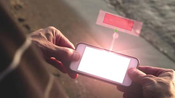 Brak sygnału na futurystyczne urządzenie Smart - Tech koncepcja - Materiał filmowy, wideo