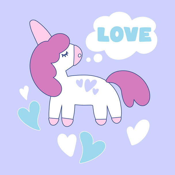 Cute cartoon unicorn with phrase in vector - Vektori, kuva