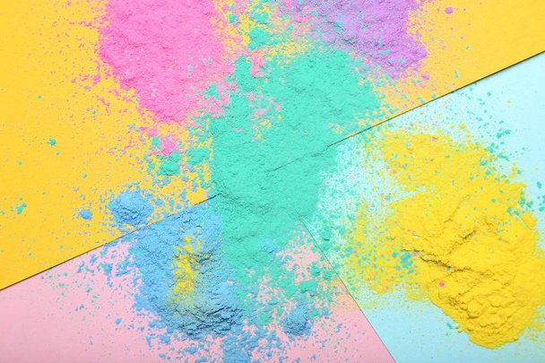 Holi powders on colorful background - Фото, зображення
