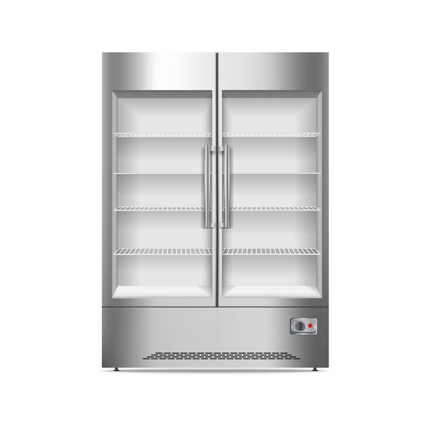 Commercial fridge icon, realistic style - Vector, afbeelding