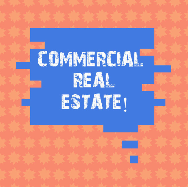 Writing note showing Commercial Real Estate. Business photo showcasing property that is used solely for business purposes Speech Bubble in Puzzle Piece Shape for Presentation Ads. - Photo, Image