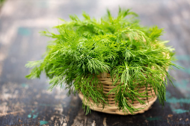 bunch of fresh dill on the dark background - Foto, afbeelding
