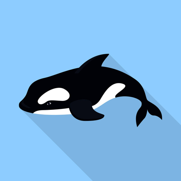Orca whale icon, flat style - Διάνυσμα, εικόνα