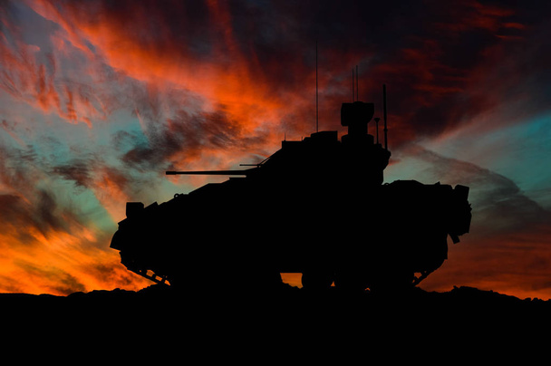 Amerikkalainen jalkaväen taistelevat ajoneuvon siluetti / 3d kuva
 - Valokuva, kuva