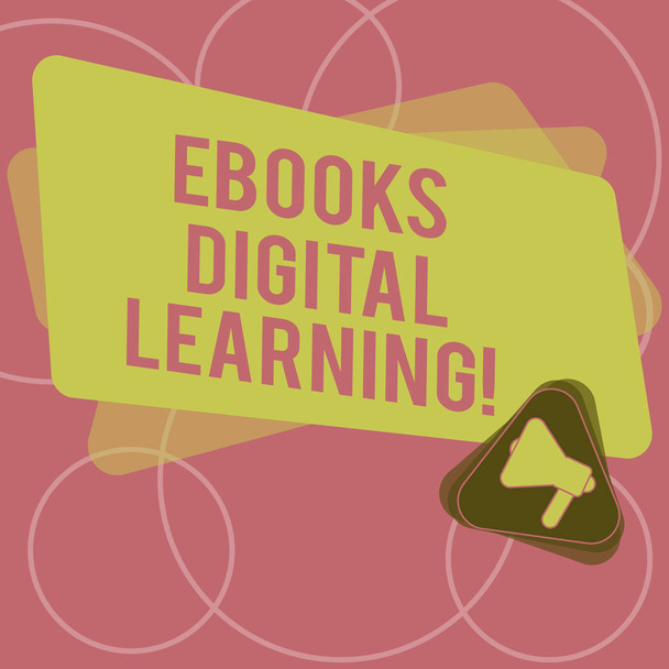 Sana kirjallisesti tekstiä Ebooks Digital Learning. Liiketoiminta käsite kirja julkaisu saatavilla digitaalisessa muodossa Megaphone Inside Triangle ja tyhjä väri suorakulmio varten Ilmoitus
. - Valokuva, kuva