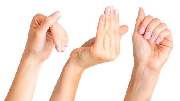Σετ γυναικεία χέρια προσκολλημένοι σε κάποια άκρη του τοίχου - Φωτογραφία, εικόνα